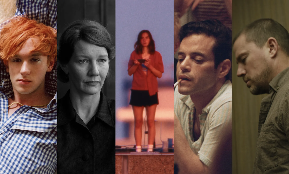 Five vertical stills from film selections featured at the Adelaide Film Festival showing diverse characters and cinema styles side by side.